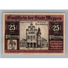 ALEMANIA 1921 BILLETE DE 25 PFENNIG SIN CIRCULAR